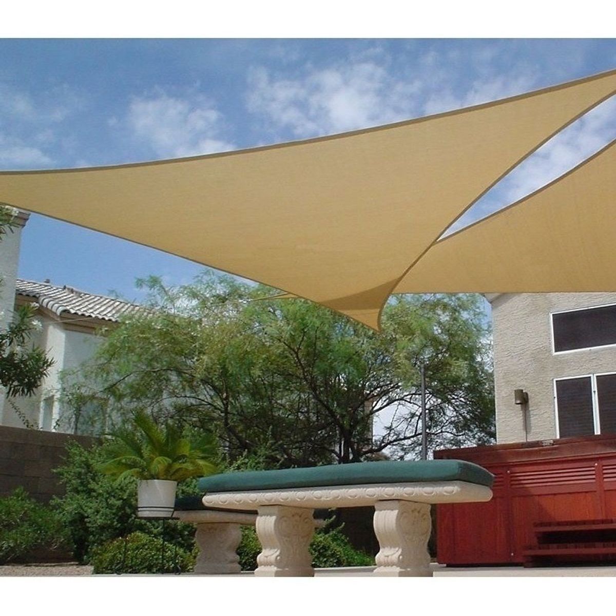 GENERICO - Toldo vela sombra , Anti Uv , triangular 5 m x 5 m x 5 m