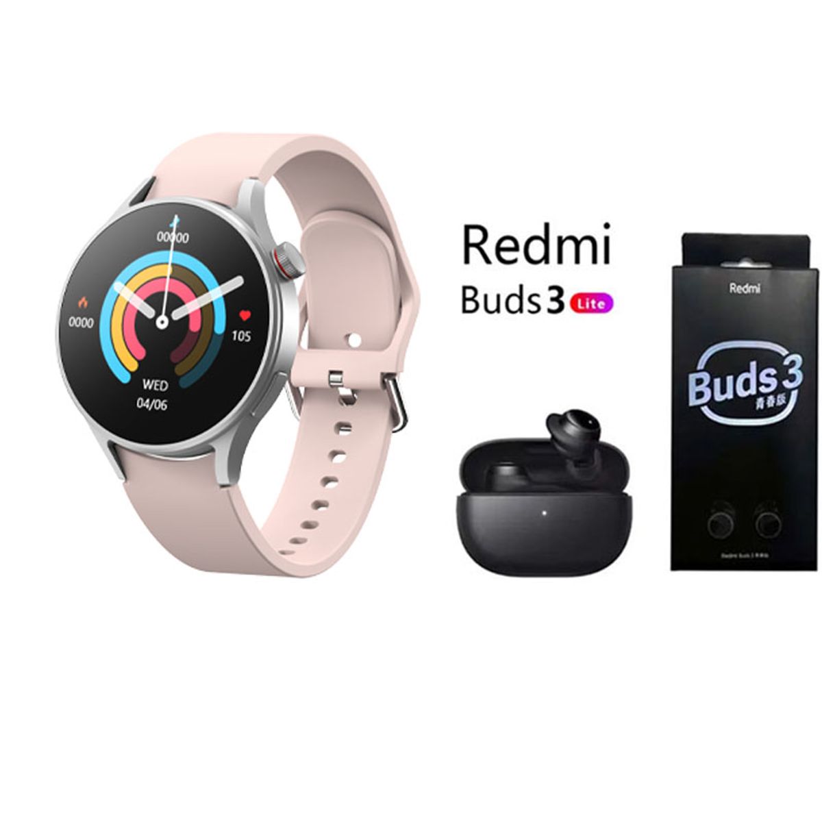 XIAOMI - Reloj inteligente de moda y Audifonos Redmi Buds 3 Lite - Rosa