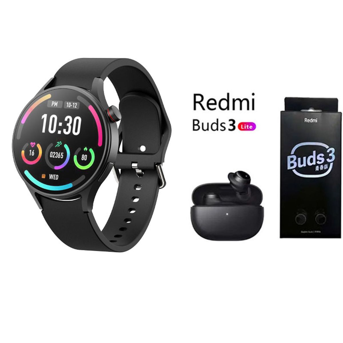 XIAOMI - Reloj inteligente de moda y Audifonos Redmi Buds 3 Lite - Negro