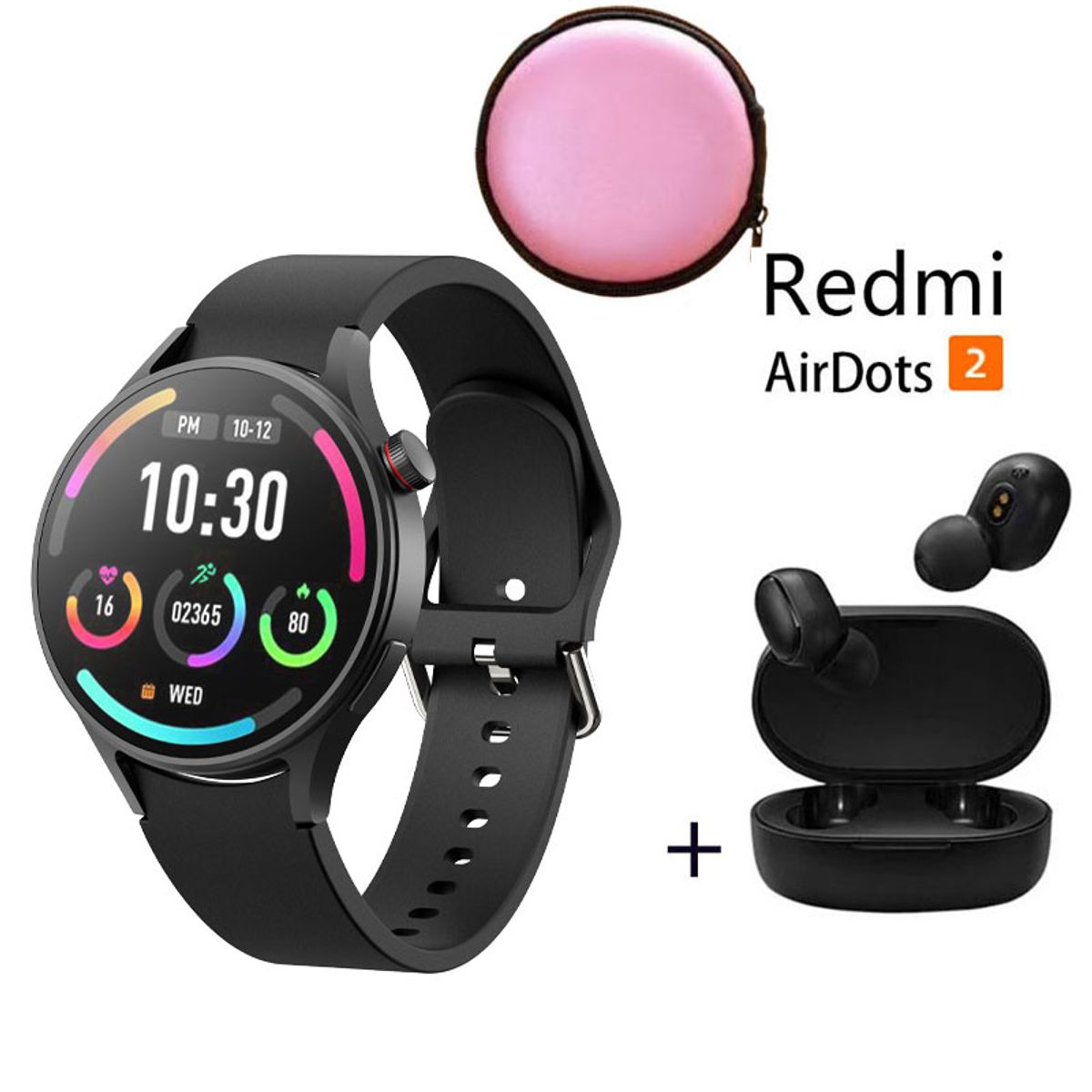 XIAOMI - Reloj inteligente de moda y Audifonos Redmi AirDots 2 Negro y Estuche