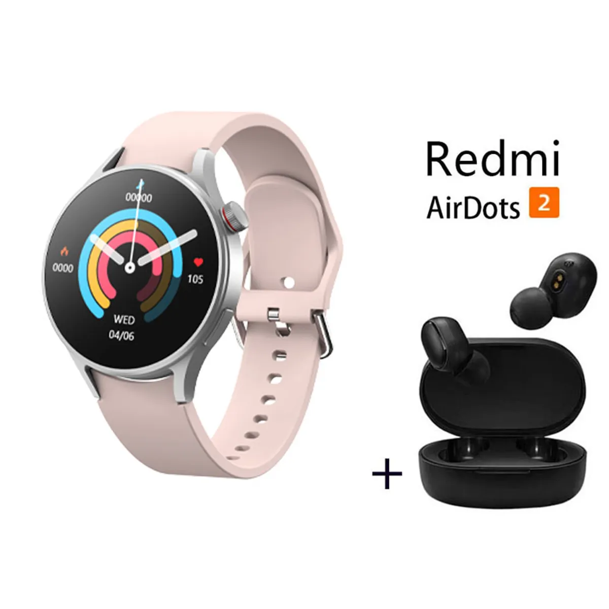 XIAOMI - Reloj inteligente de moda y Audifonos Redmi AirDots 2 Rosa