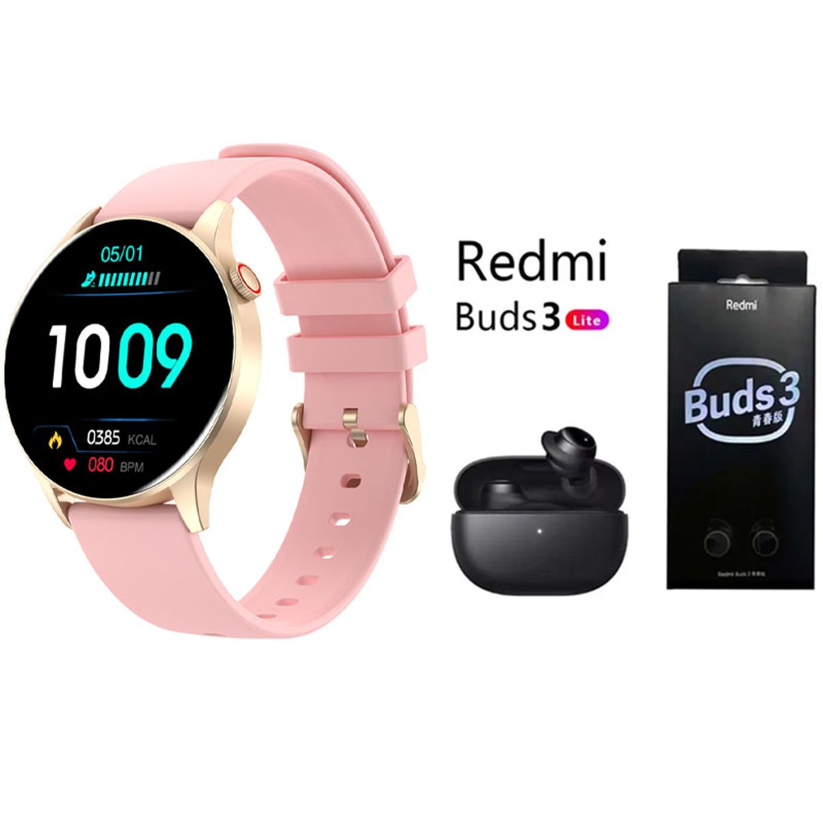 XIAOMI - Reloj inteligente deportivo Y85+Audifonos Redmi Buds 3 Lite Rosa