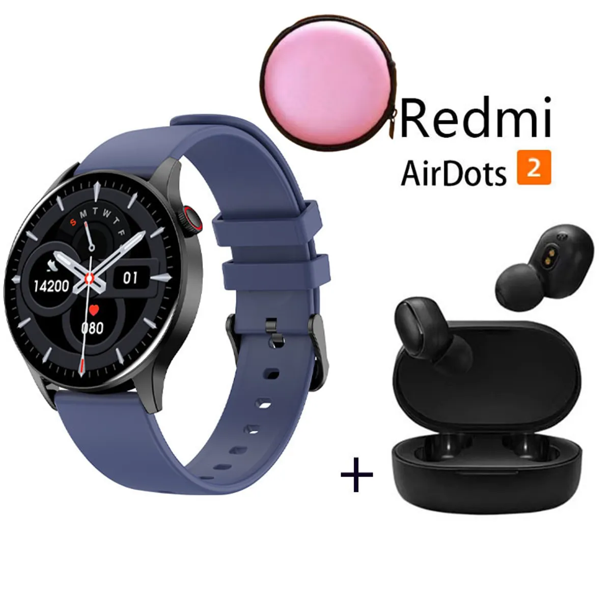 XIAOMI - Reloj inteligente deportivo Y85 + Redmi AirDots 2 y Estuche - Azul