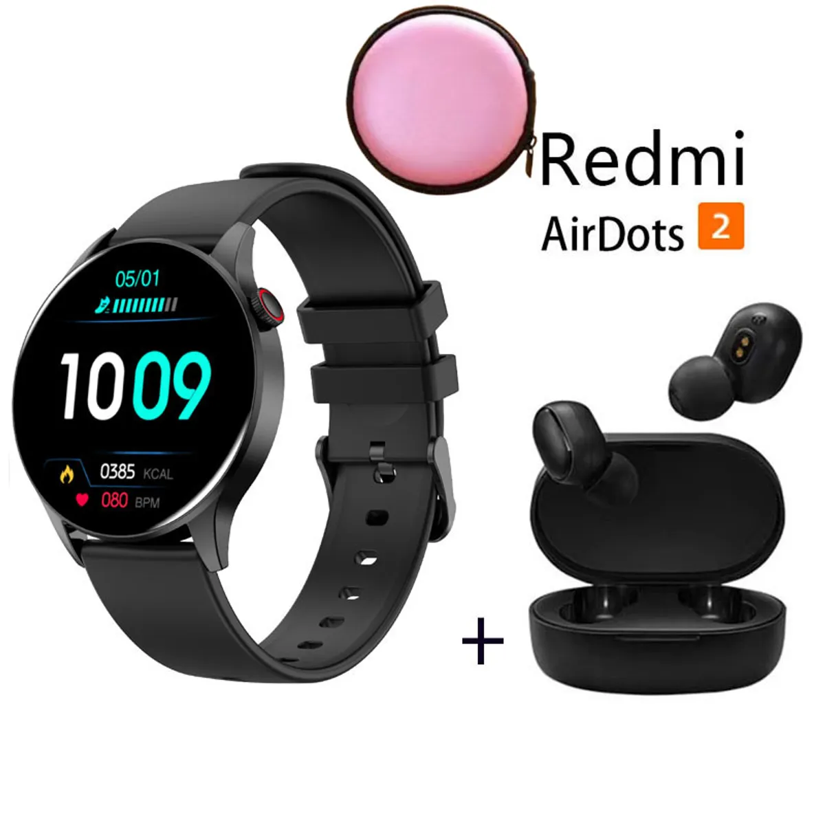 XIAOMI - Reloj inteligente deportivo Y85 + Redmi AirDots 2 y Estuche - Negro
