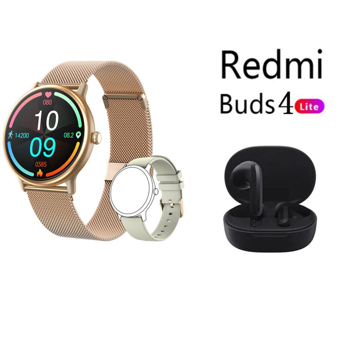 XIAOMI - Reloj inteligente Y86 Dorado + Xiaomi Redmi Buds 4 Lite Negro