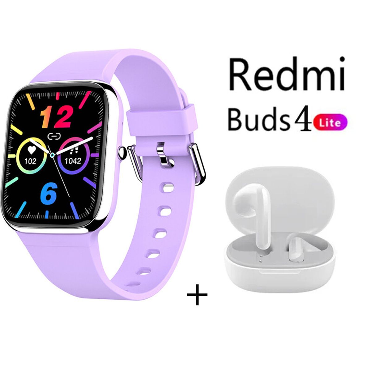 XIAOMI - Y9PRO reloj inteligente púrpura + xiaomi Redmi Buds 4 Lite - Blanco