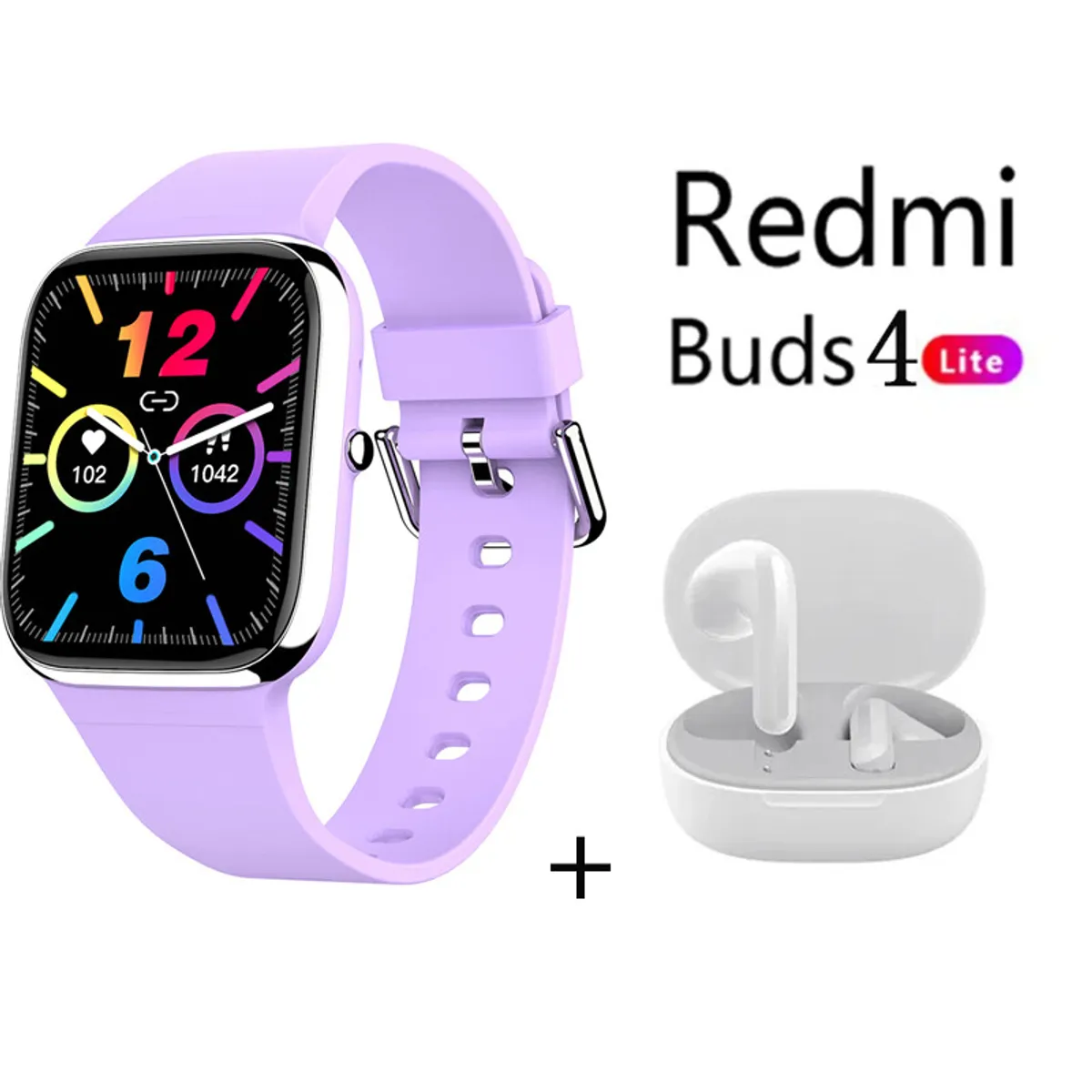 XIAOMI - Y9PRO reloj inteligente púrpura + xiaomi Redmi Buds 4 Lite - Blanco