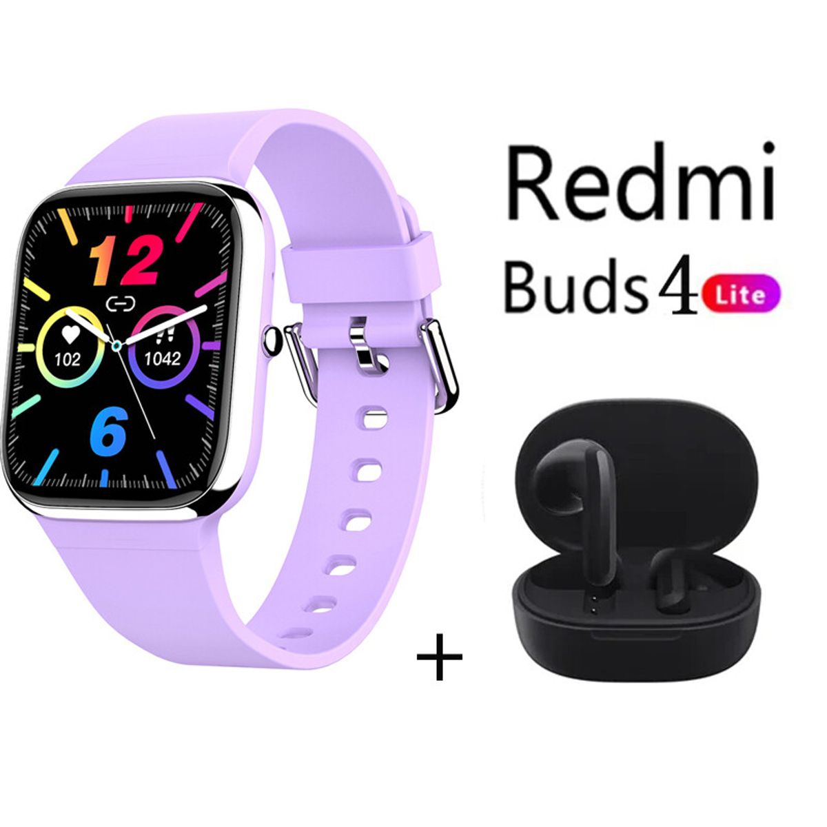XIAOMI - Y9PRO reloj inteligente púrpura + xiaomi Redmi Buds 4 Lite - Negro