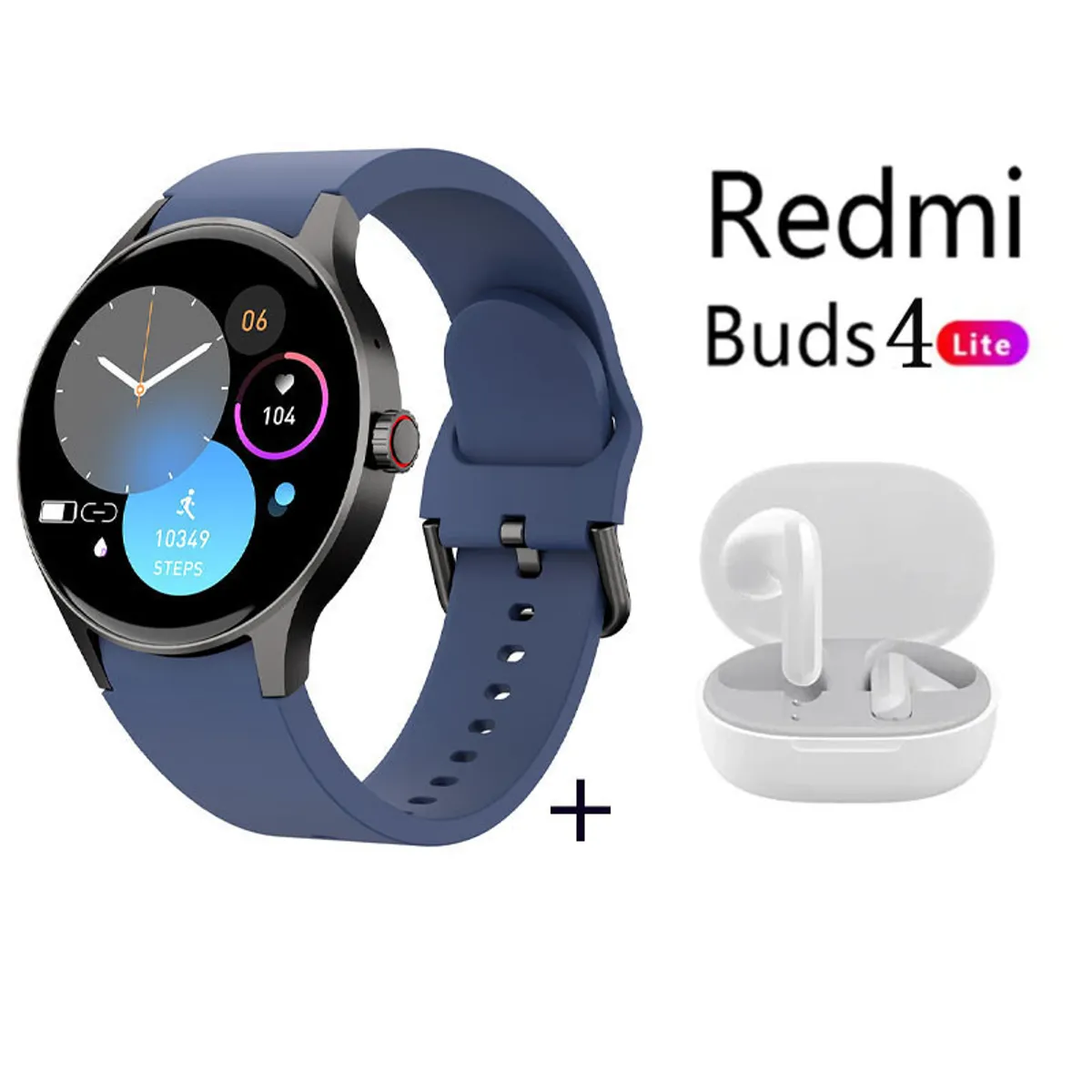 XIAOMI - Y80 reloj inteligente deportivo Azul + Redmi Buds 4 Lite - Blanco