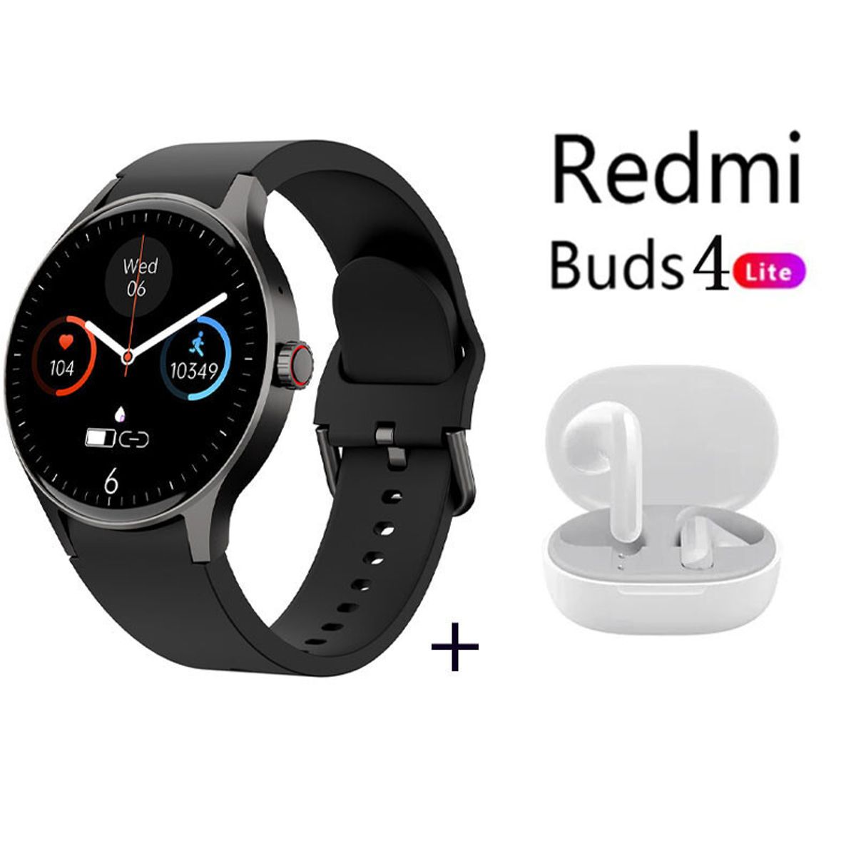 XIAOMI - Y80 reloj inteligente deportivo Negro + Redmi Buds 4 Lite - Blanco
