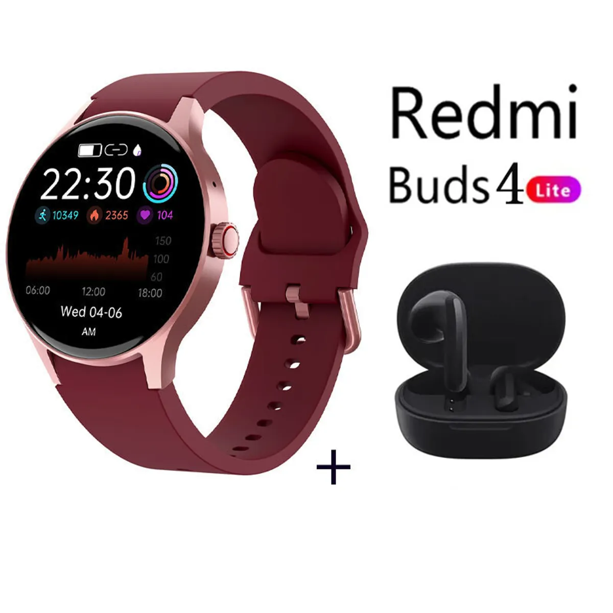 XIAOMI - Y80 reloj inteligente deportivo púrpura + Redmi Buds 4 Lite - Negro