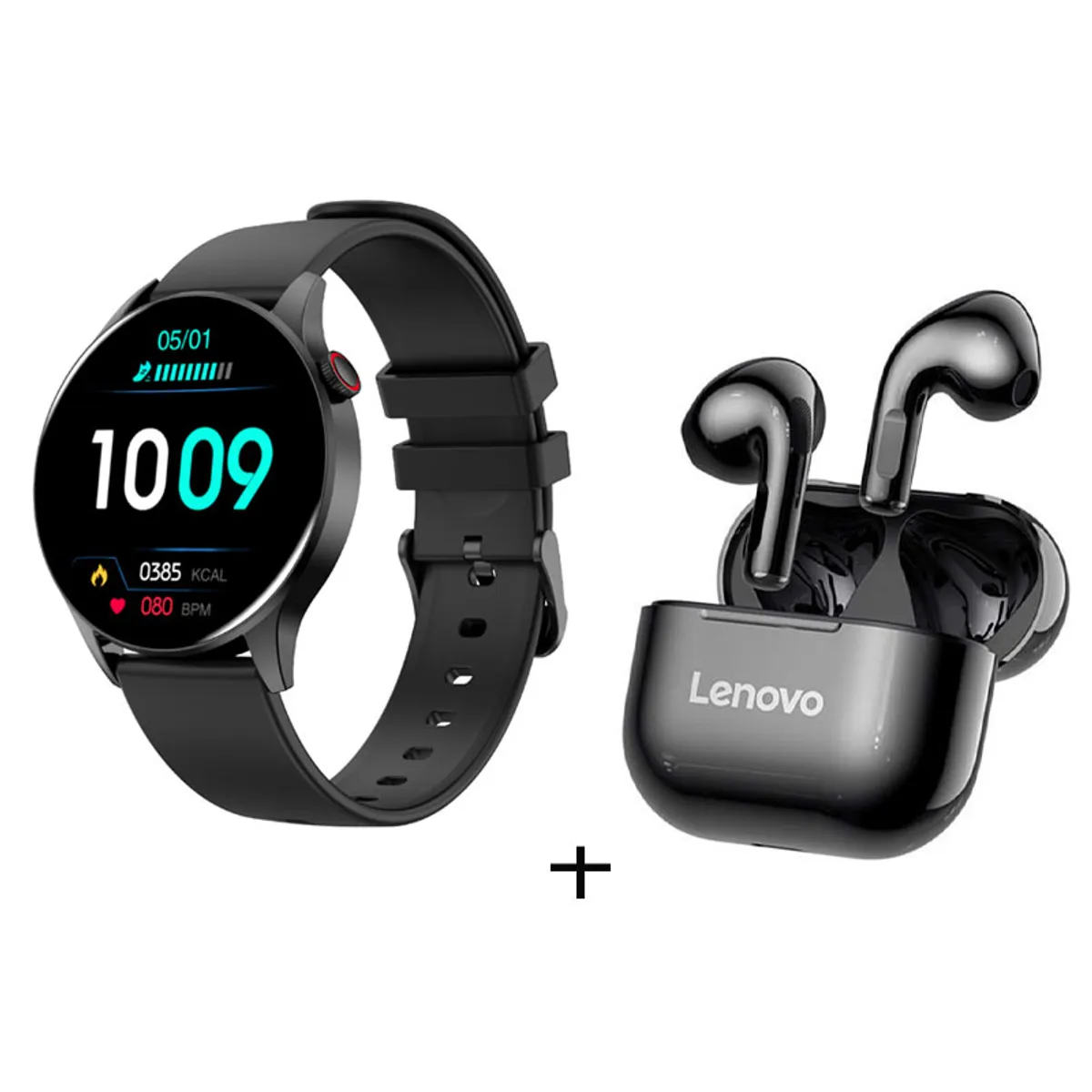 LENOVO - Reloj inteligente deportivo Y85 y Lenovo LP40 Auriculares - Azul