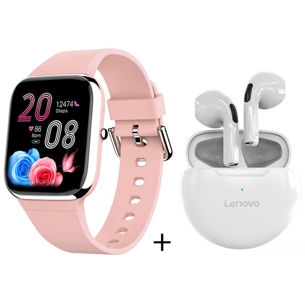 LENOVO - Y9PRO reloj inteligente deportivo rosa + combo Lenovo ht38 blanco
