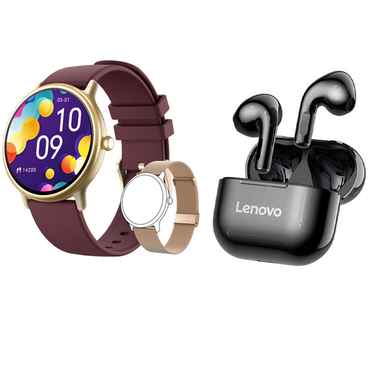 LENOVO - Reloj inteligente resistente al agua Y86 Rojo + combo lenovo lp40