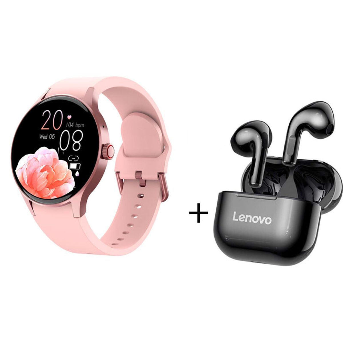 LENOVO - Pantalla AMOLED reloj inteligente deportivo + Lenovo LP40 - Rosado