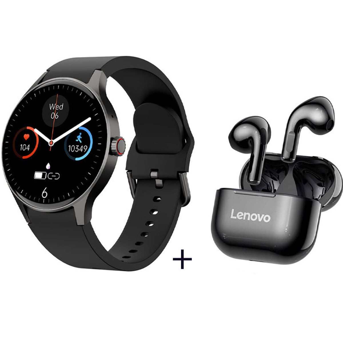 LENOVO - Pantalla AMOLED reloj inteligente deportivo + Lenovo LP40 - Negro