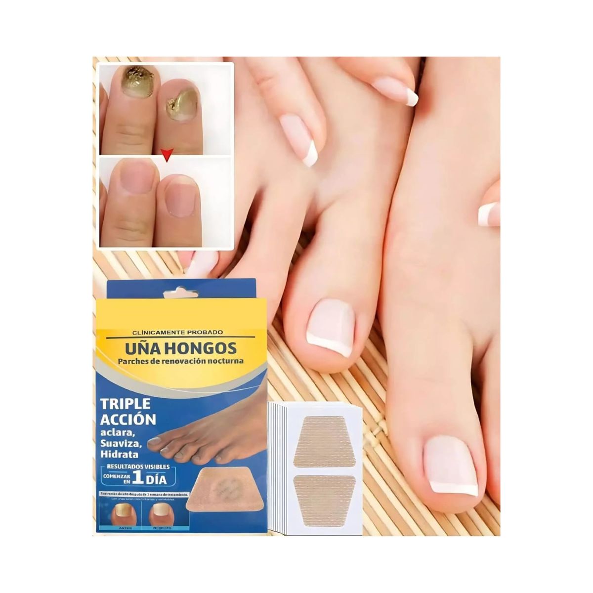 GENERICO - Parches Para Hongos Nocturnos Para El Cuidado De Las Uñas 16 Unidades Extra grandes