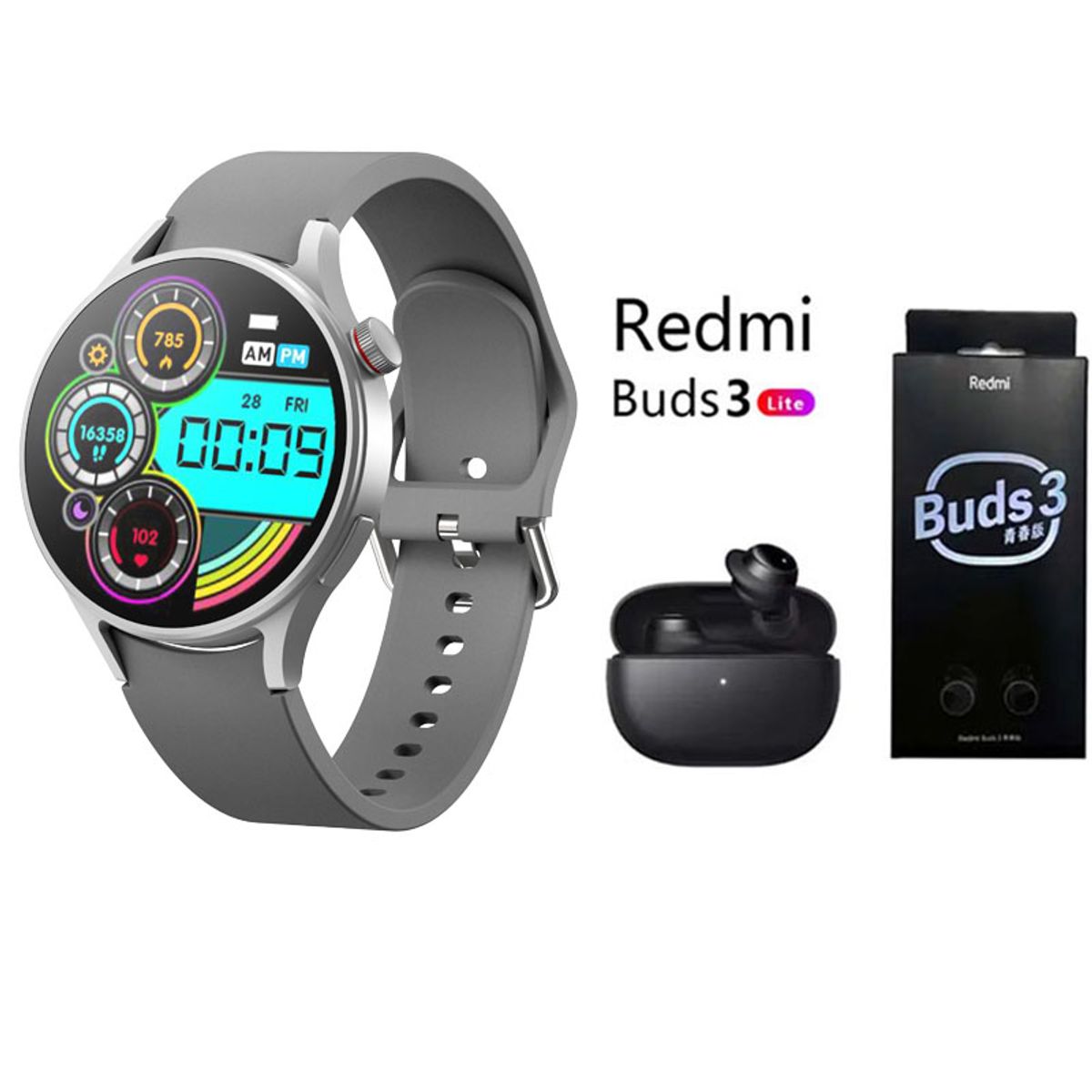 XIAOMI - Reloj inteligente de moda y Audifonos Redmi Buds 3 Lite - Gris