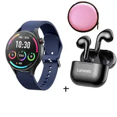 LENOVO - Reloj inteligente de moda y LP40 Azul y Estuche