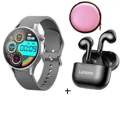 LENOVO - Reloj inteligente de moda y LP40 Gris y Estuche