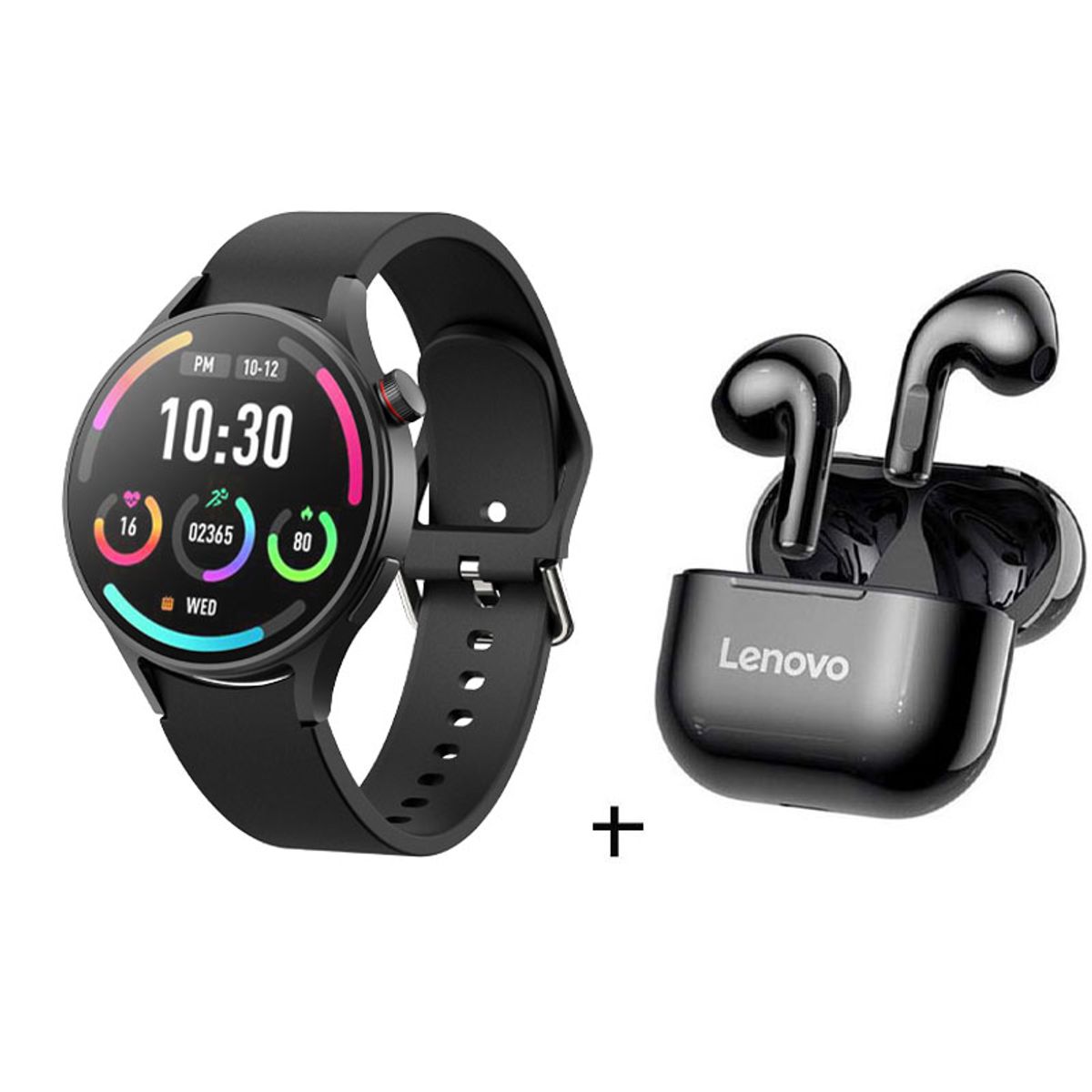 LENOVO - Reloj inteligente de moda y Lenovo LP40 Negro