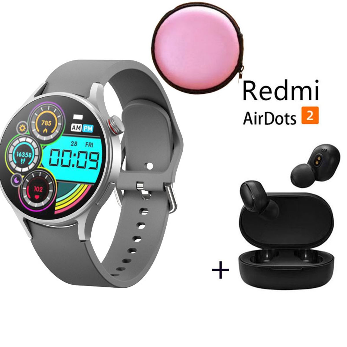 XIAOMI - Reloj inteligente de moda y Audifonos Redmi AirDots 2 Gris y Estuche