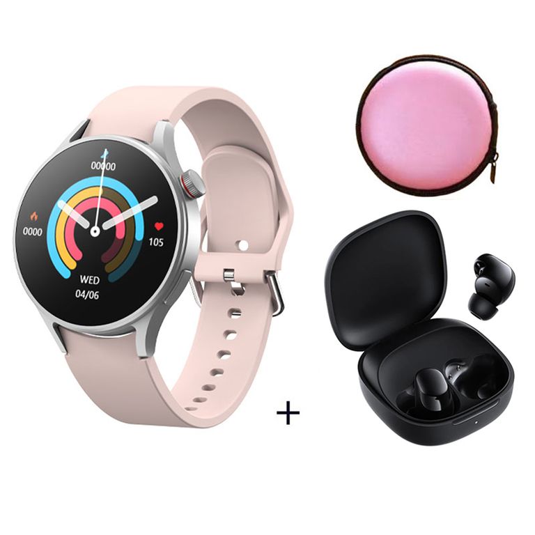 Reloj inteligente de moda y Audifonos Redmi Buds 6 Play Rosa y Estuche