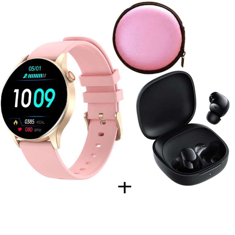 Reloj inteligente deportivo Y85 + Redmi Buds 6 Play y Estuche - Rosa