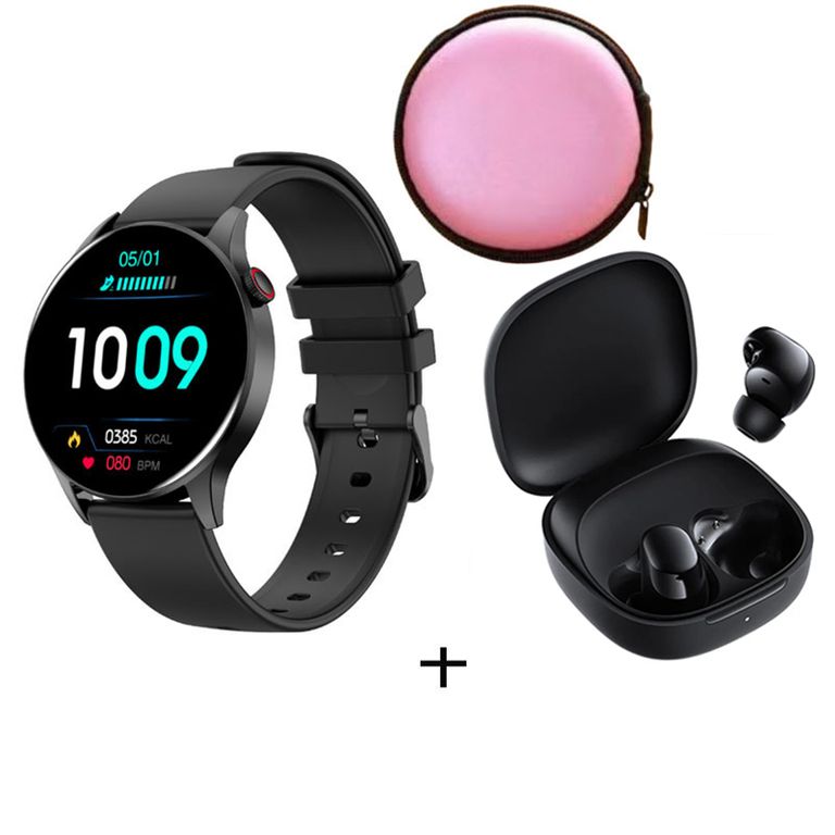 Reloj inteligente deportivo Y85 + Redmi Buds 6 Play y Estuche - Negro