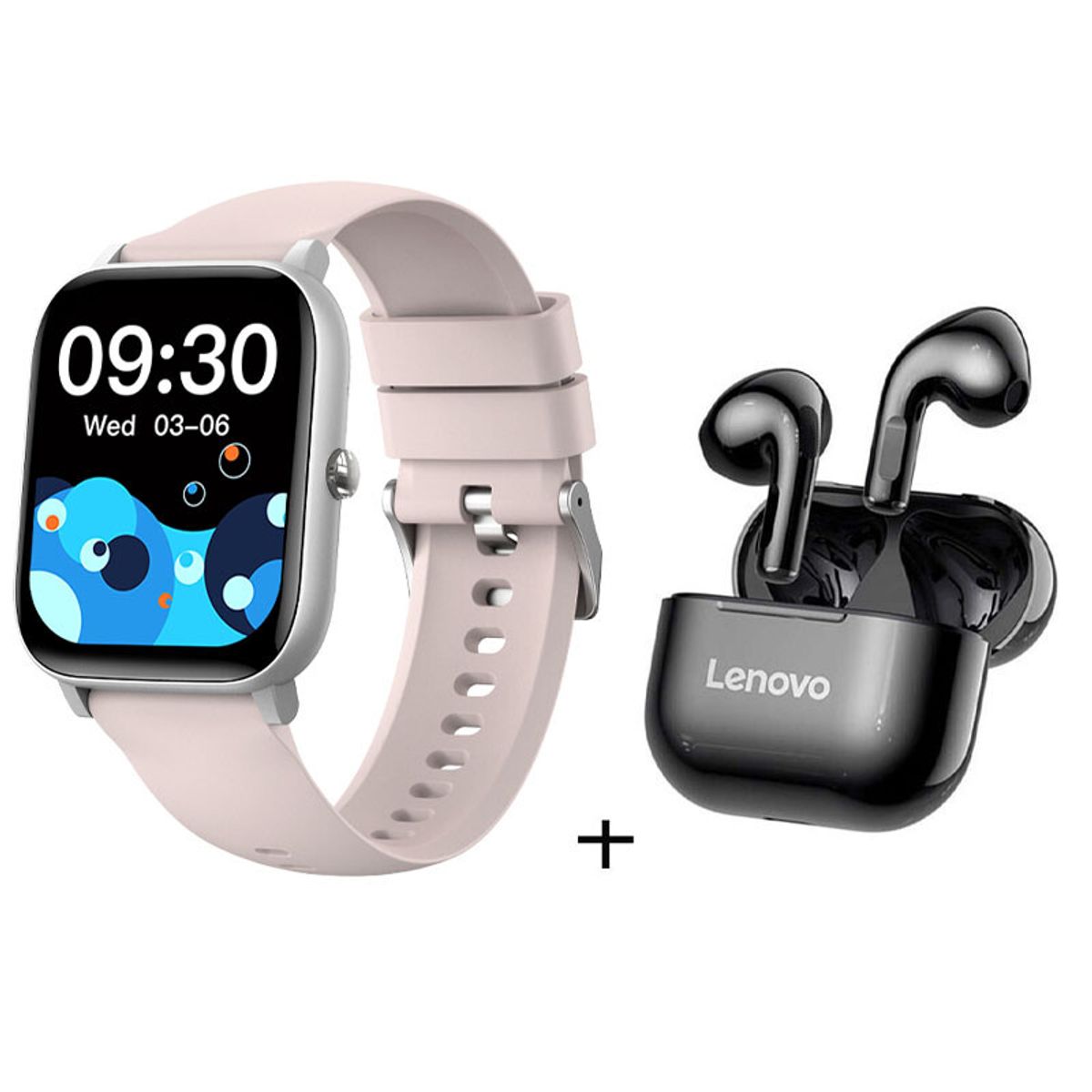 LENOVO - Audífonos Lenovo LP40 y Reloj Inteligente C09 Rosa