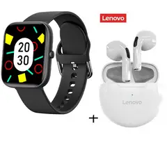 LENOVO - Combinación Audifonos HT38 blancos + reloj inteligente negro
