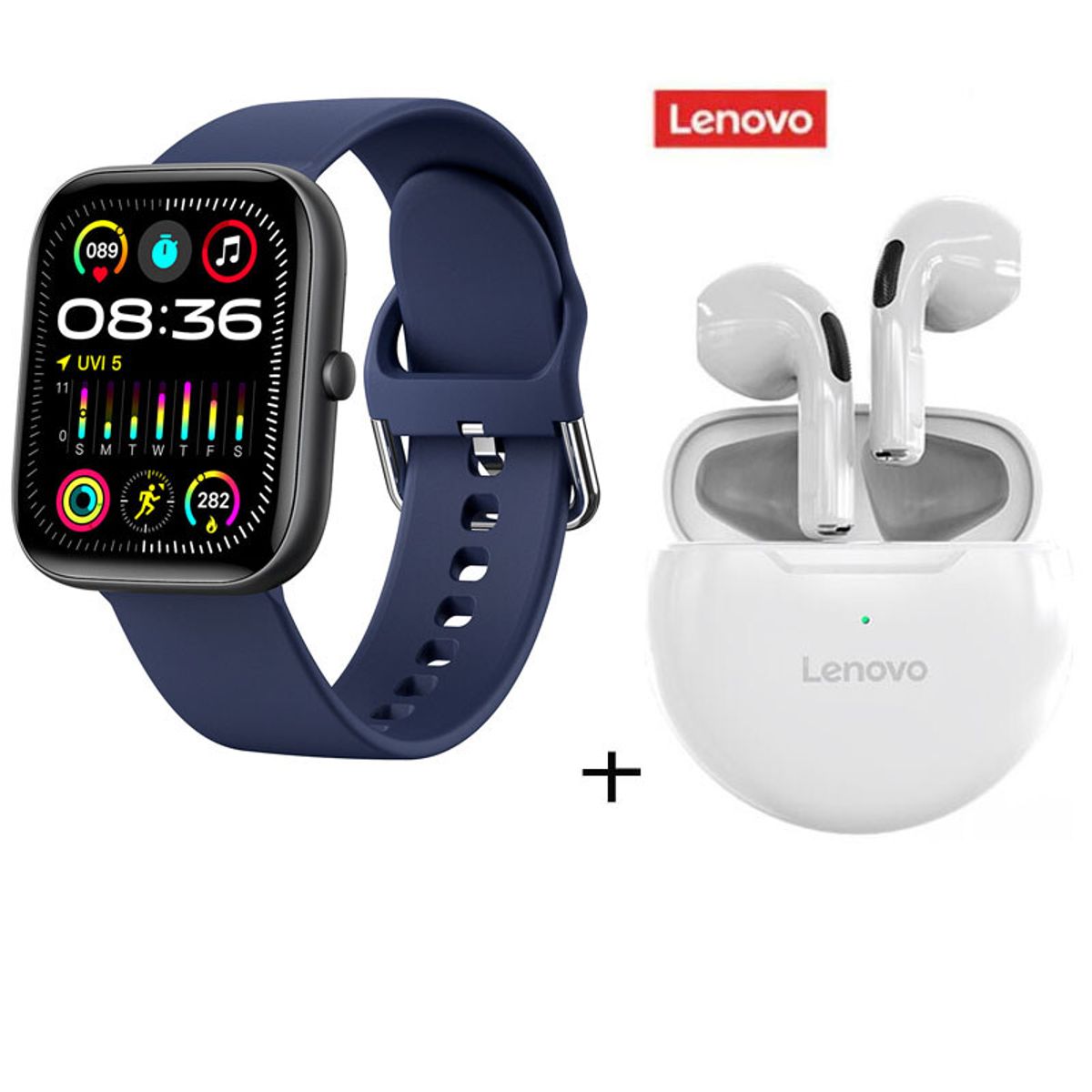 LENOVO - Combinación Audifonos Lenovo HT38 blancos + reloj inteligente Azul