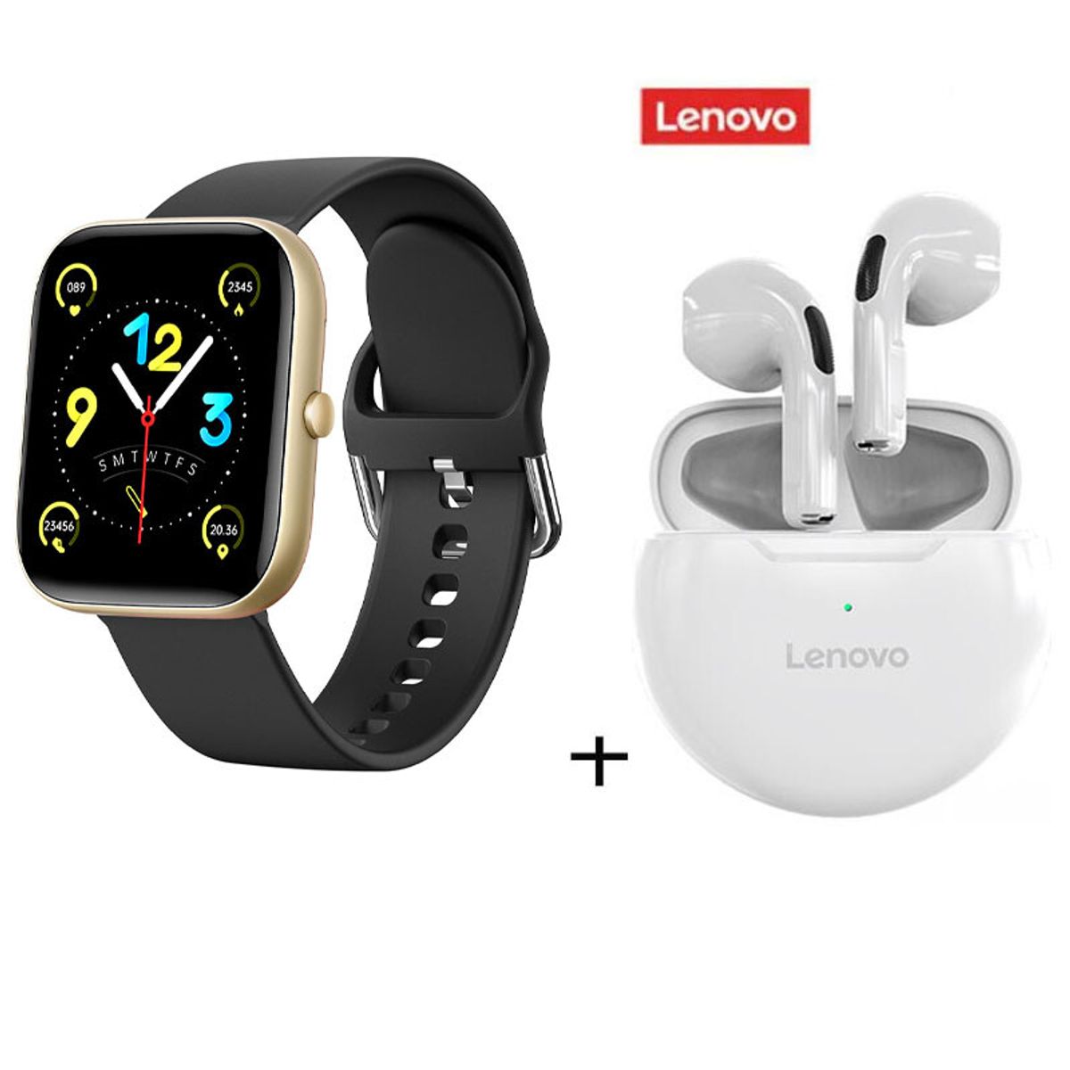 LENOVO - Combinación Audifonos Lenovo HT38 blancos + reloj inteligente Oro