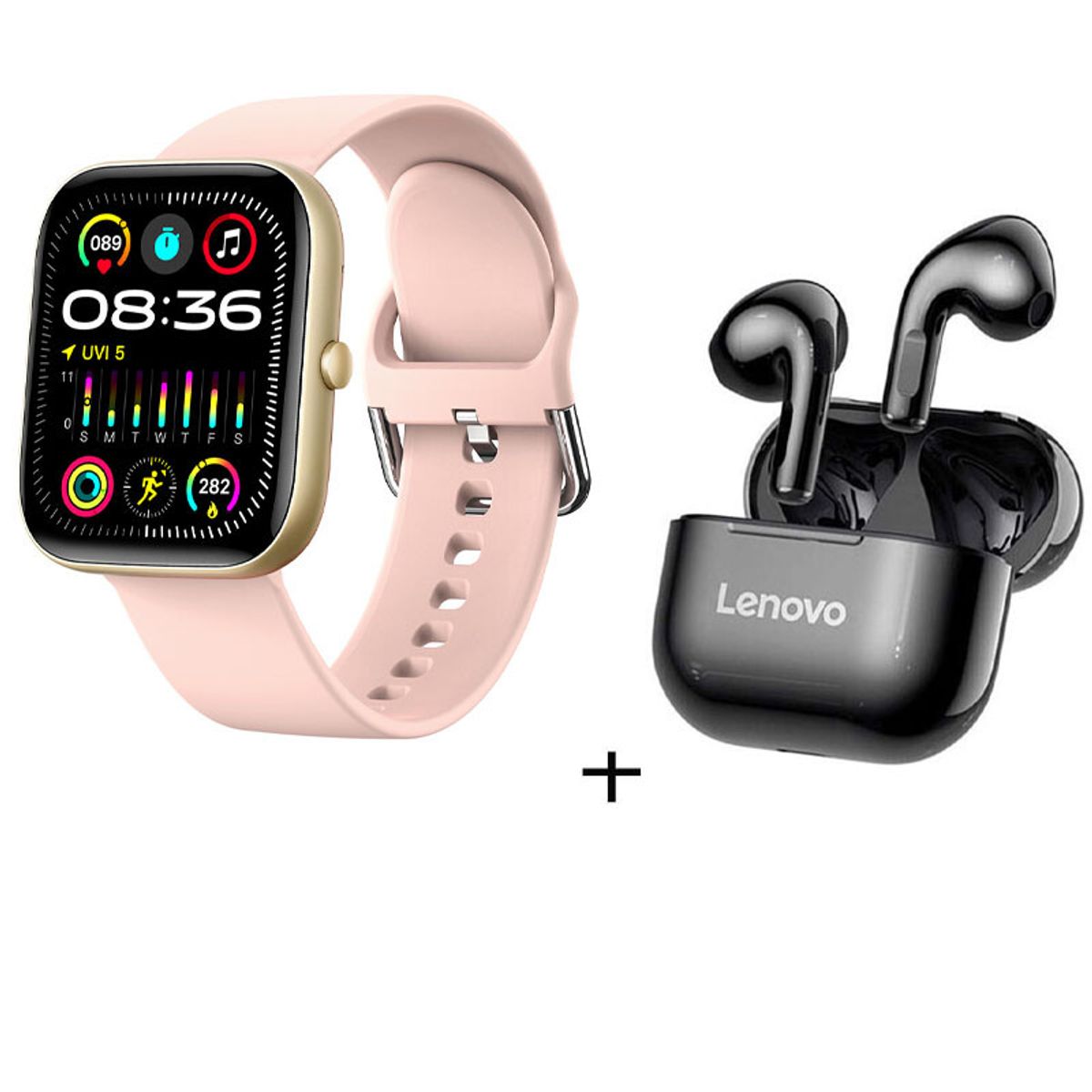LENOVO - Audífonos Lenovo LP40 De Tws y Reloj inteligente de - Rosa