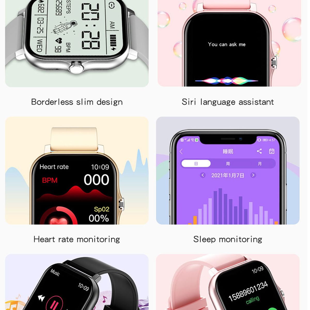 LENOVO - Relojes inteligentes de 183 pulgadas Negro y combo Lenovo HT38 Blanco