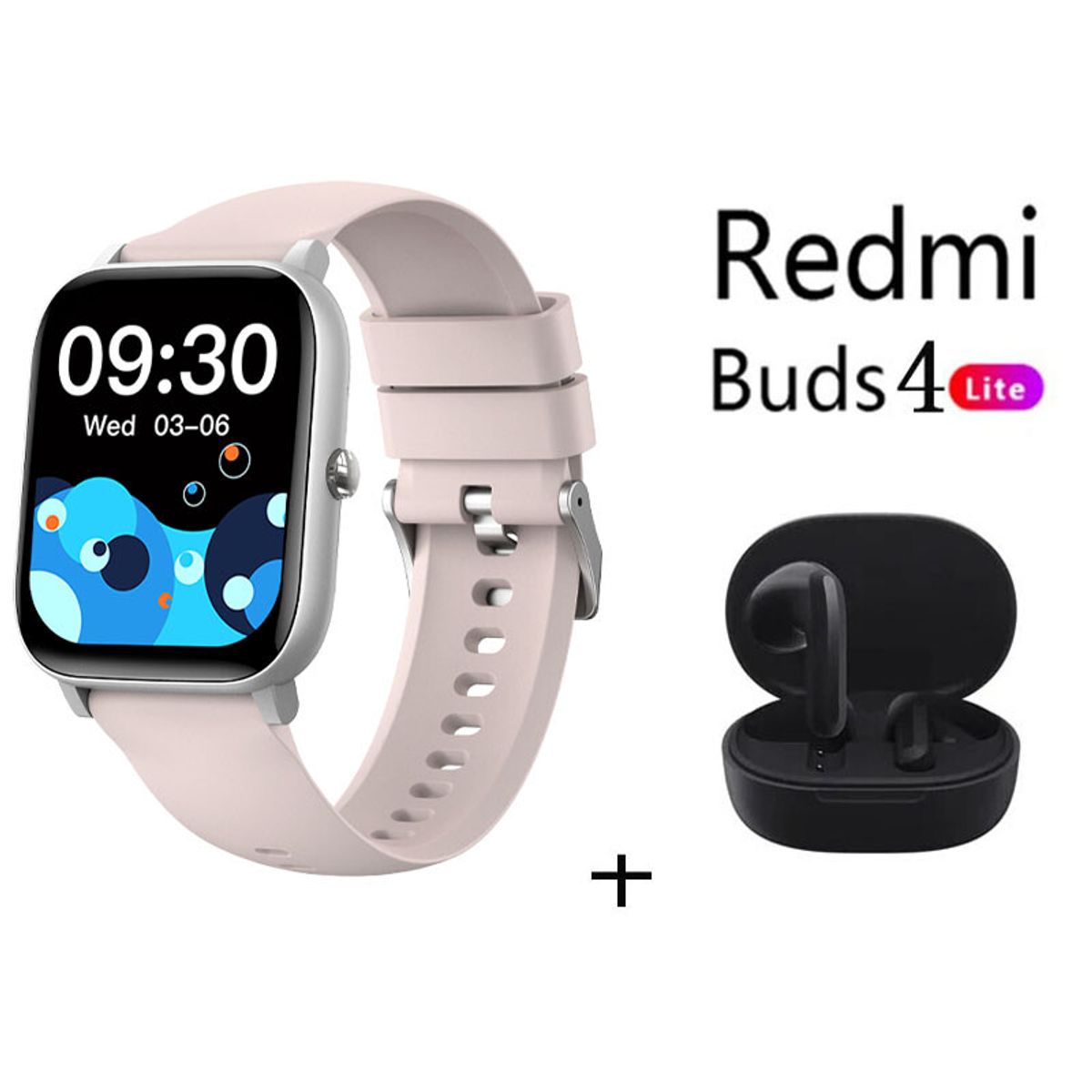 XIAOMI - Xiaomi Buds4 Lite combo Negro y Reloj Inteligente C09 Rosa