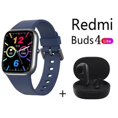 XIAOMI - Y9PRO reloj inteligente Azul + Redmi Buds 4 Lite - Negro