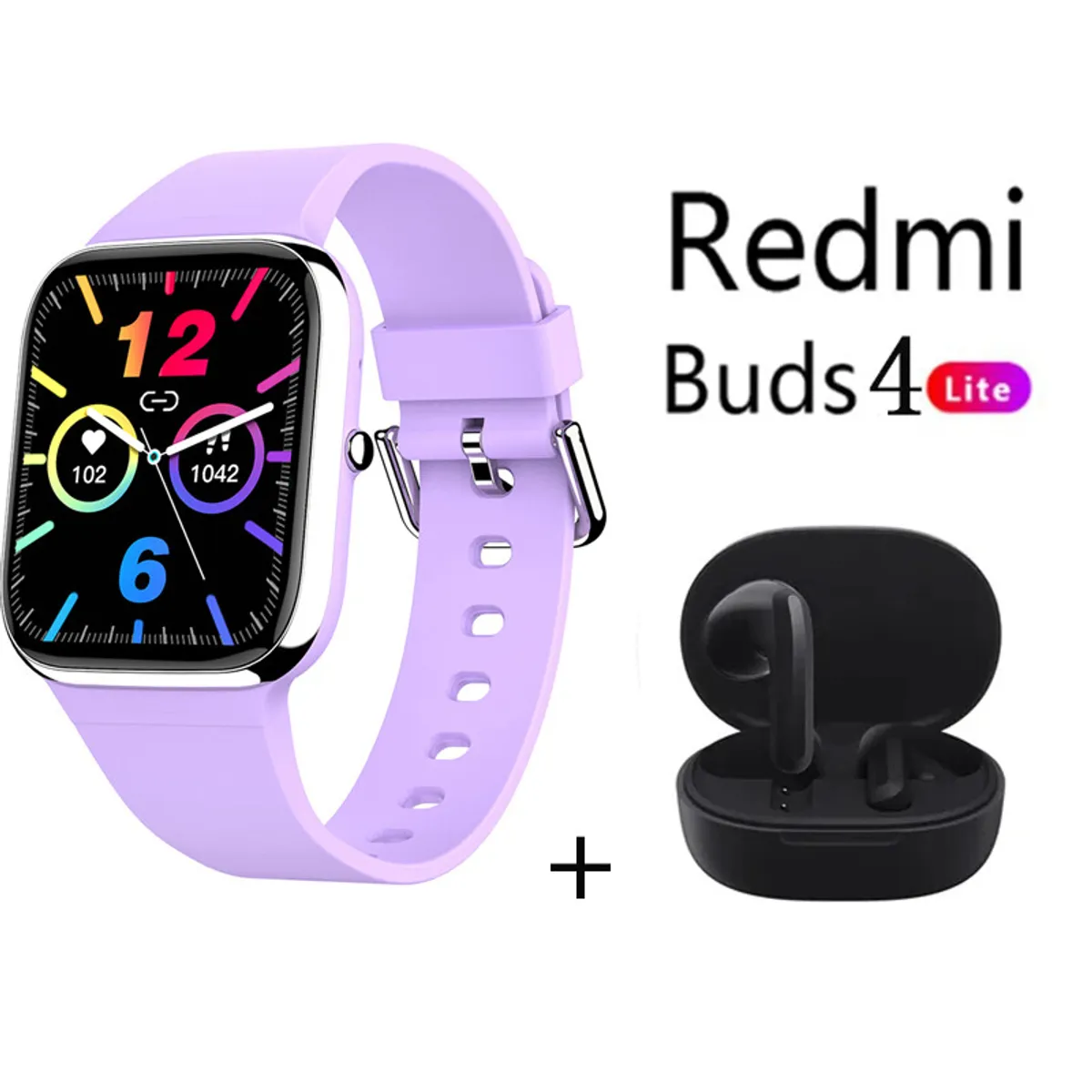 XIAOMI - Y9PRO reloj inteligente púrpura + xiaomi Redmi Buds 4 Lite - Negro
