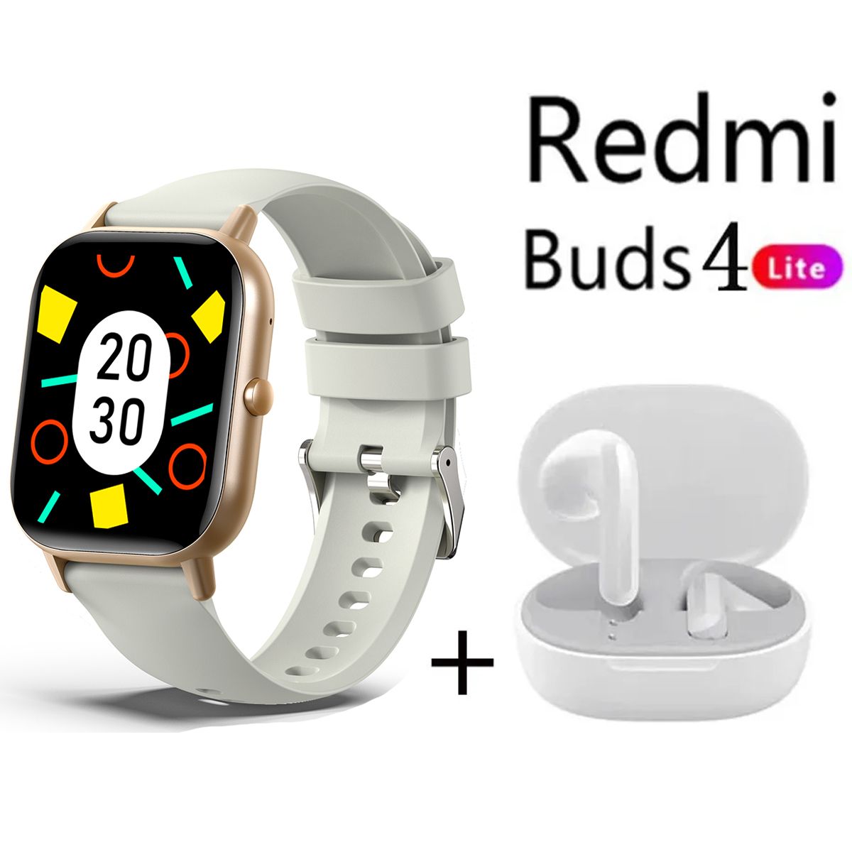 XIAOMI - Reloj inteligente Dorado + xiaomi Redmi Buds 4 Lite - Blanco