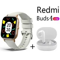 Reloj inteligente Dorado + Redmi Buds 4 Lite - Blanco