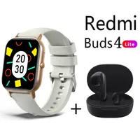 Reloj inteligente Dorado + Redmi Buds 4 Lite - Negro