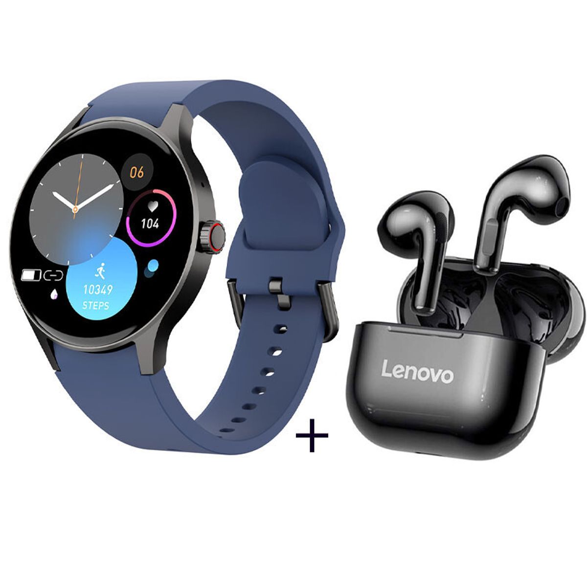 LENOVO - Pantalla AMOLED reloj inteligente deportivo + Lenovo LP40 - Azul