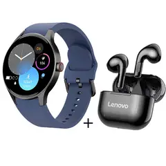 LENOVO - Pantalla AMOLED reloj inteligente deportivo + LP40 - Azul