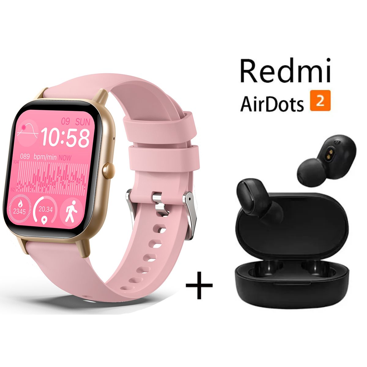 XIAOMI - Reloj inteligente  + combo XIAOMI Redmi AirDots 2 - Rosa