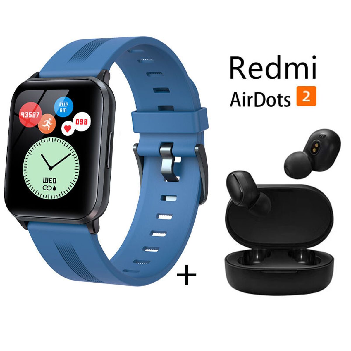 XIAOMI - Y79 reloj inteligente deportivo + combo Redmi AirDots 2 - Azul