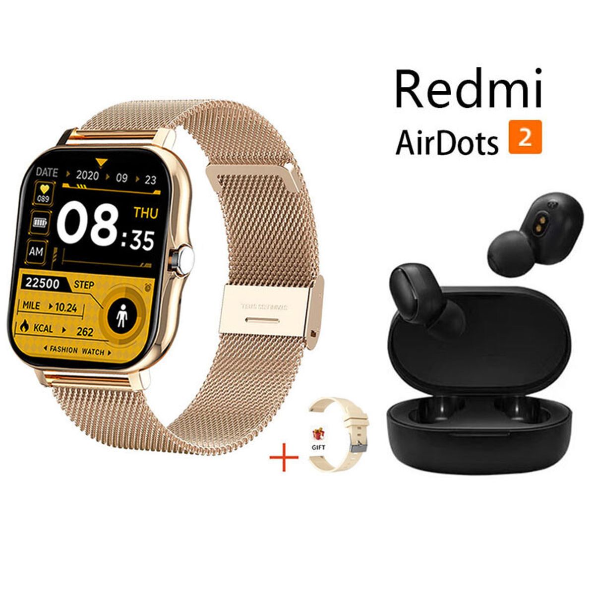 XIAOMI - Reloj inteligente Dorado de 183 pulgadas + combo Xiaomi Redmi AirDots2
