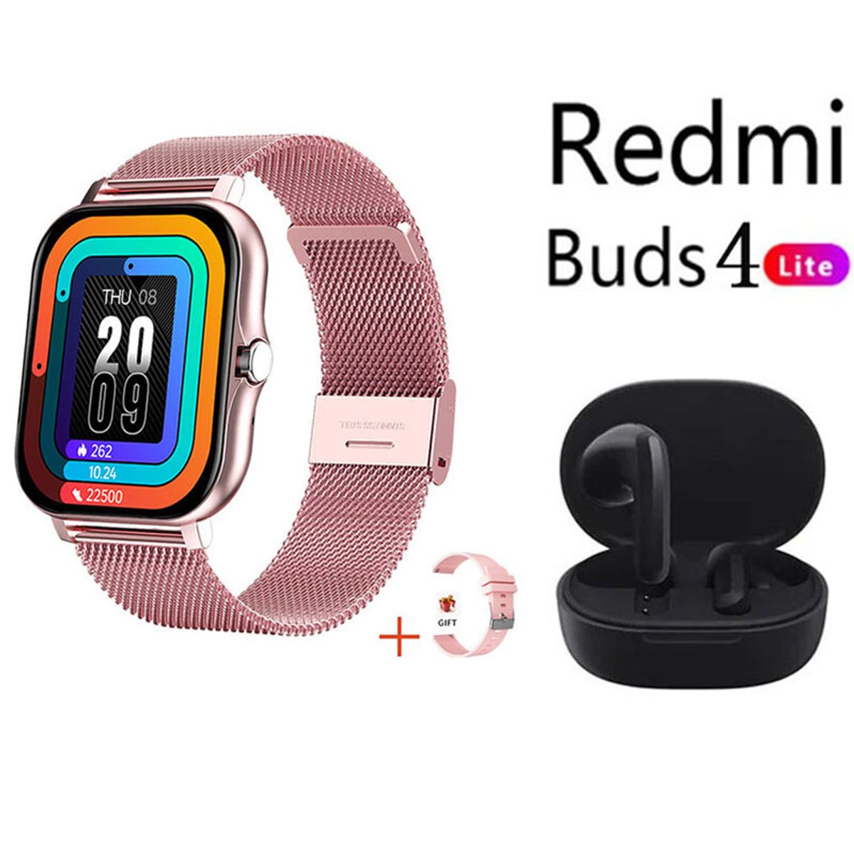 XIAOMI - Reloj inteligente rosa de 183 pulgadas + combo xiaomi Redmi Buds4 Lite