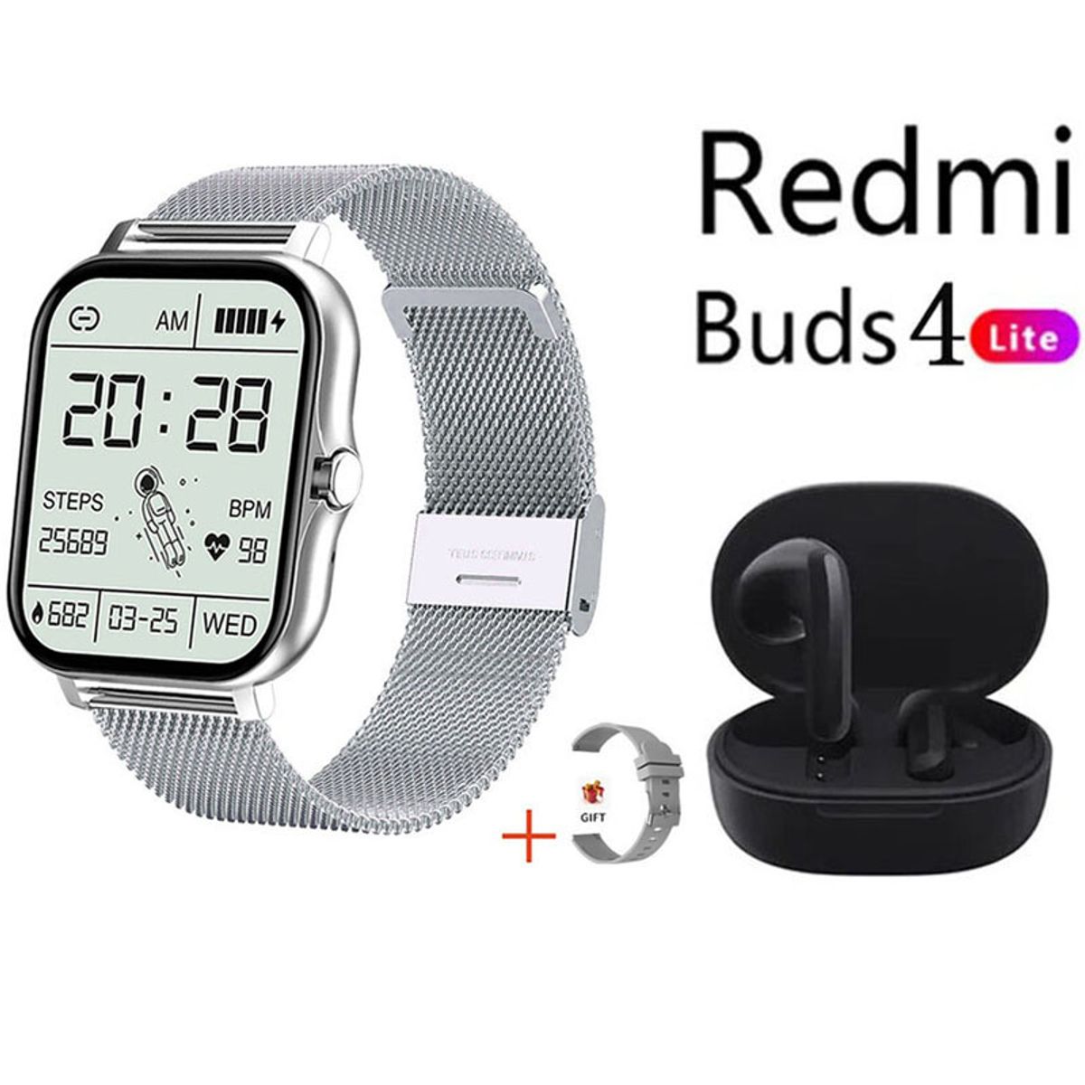 XIAOMI - Reloj inteligente plata de 183 pulgadas + combo Redmi Buds4 Lite