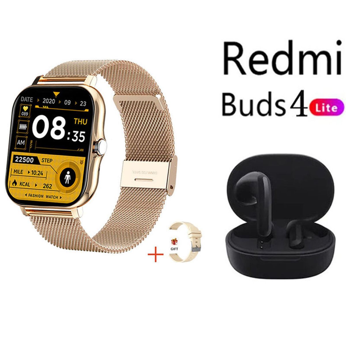 XIAOMI - Reloj inteligente Dorado de 183 pulgadas + combo Redmi Buds4 Lite