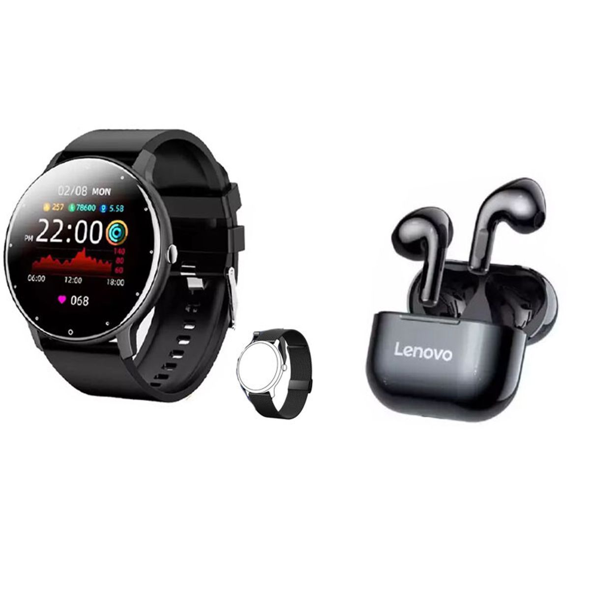 LENOVO - Audífonos Lenovo LP40 y Smartwatch Toumi Fit 2 y cinturón inoxidable